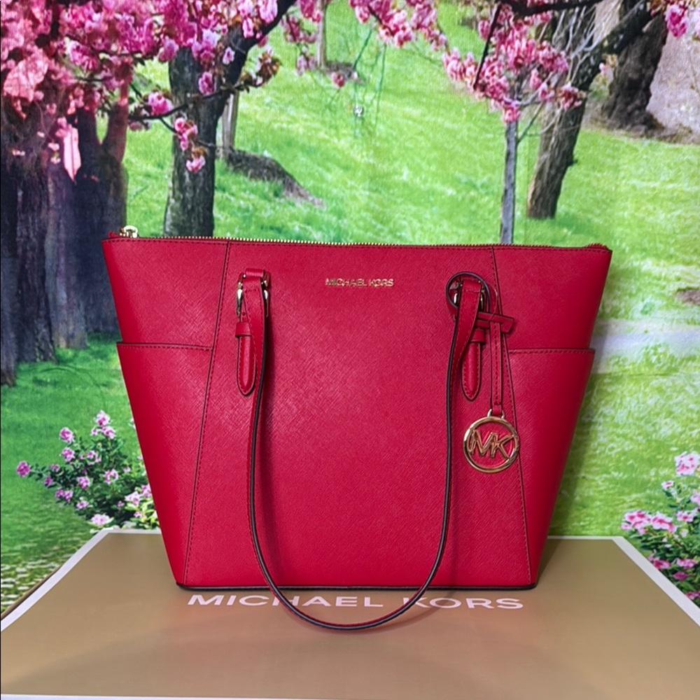 Michael Kors Red Saffiano Leather Tote
